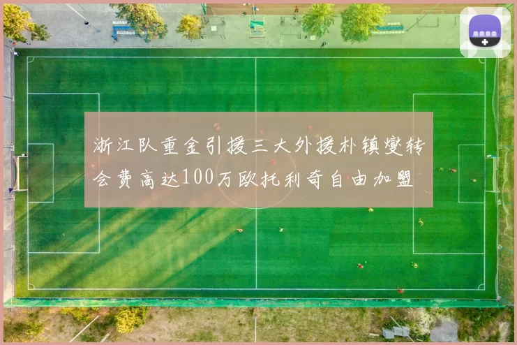 浙江队重金引援三大外援朴镇燮转会费高达100万欧托利奇自由加盟